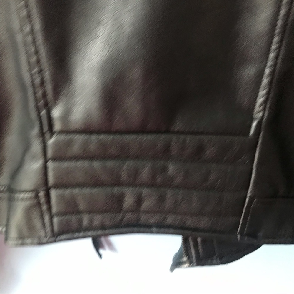 H&M juniors black faux leather zip up moto jacket size 4 - Picture 6 of 12